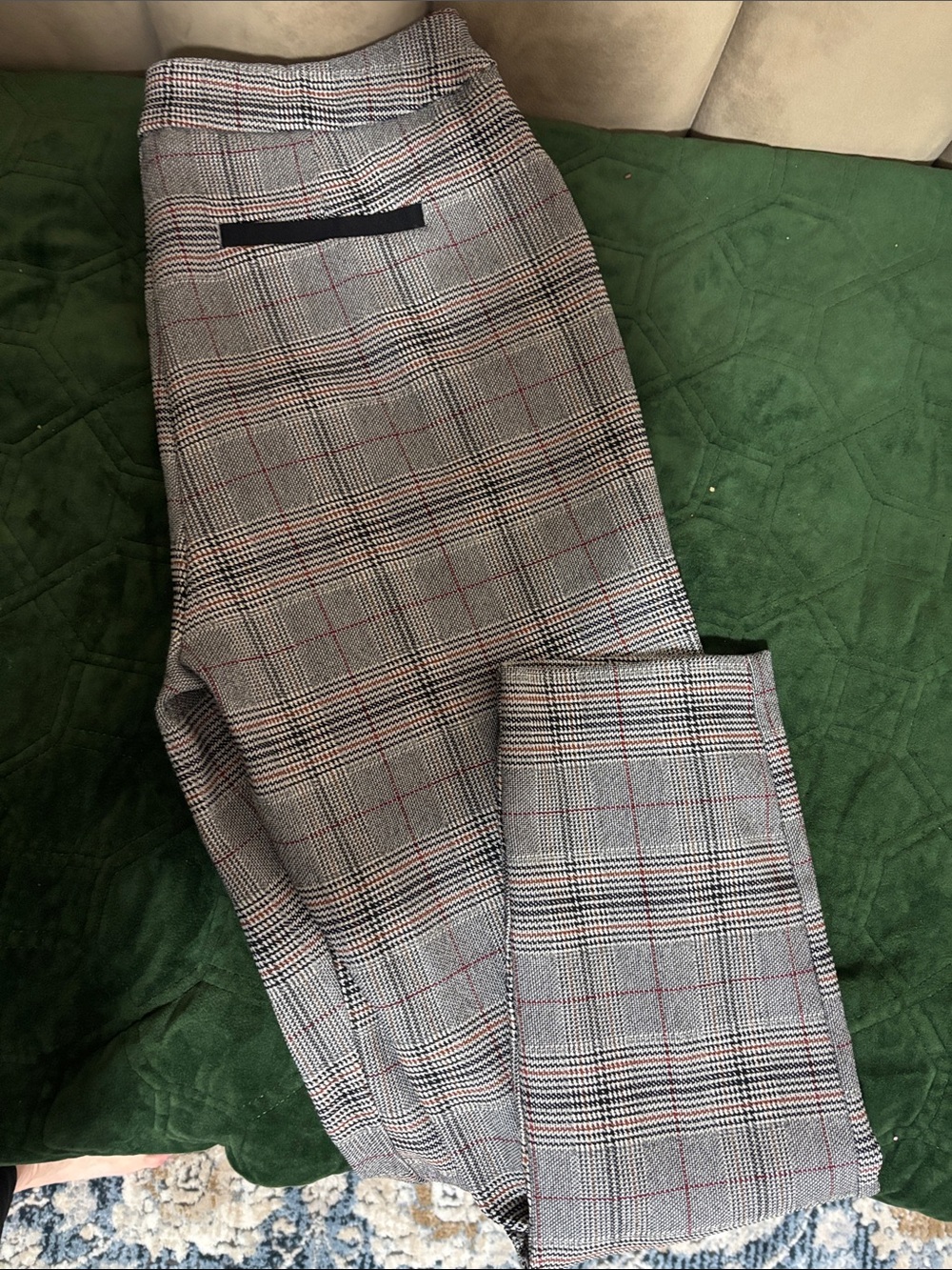 Plaid pants in Gray with Red and black Accents